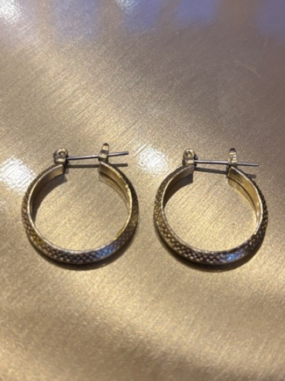 Gold to e Textured Hoop Earrings - Women's Jewelry